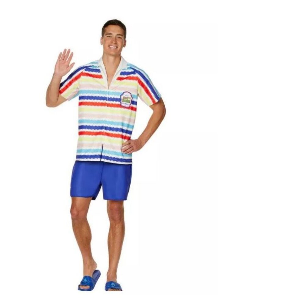 Barbie Allan Halloween Costume Small 34/36 Striped Short Sleeve Shirt Mens Adult